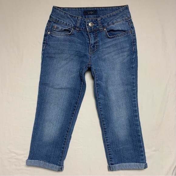 Jessica Simpson Capri Jeans Girl’s 12 Skinny Folded Blue Denim Pants Spring - Picture 1 of 5